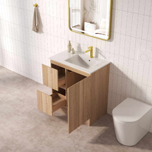 Byron 750mm Light Oak Freestanding Vanity with Removable Kickboard